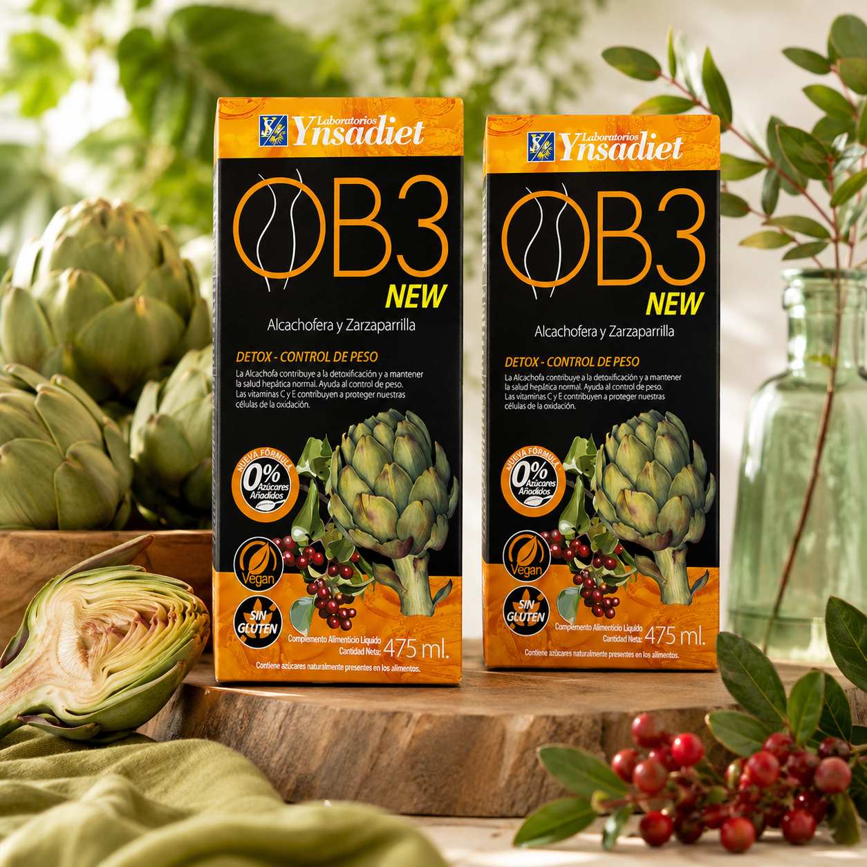 OB3 · Alcachofa y Zarzaparrilla con Vitaminas C, E y B6 - Pack X2