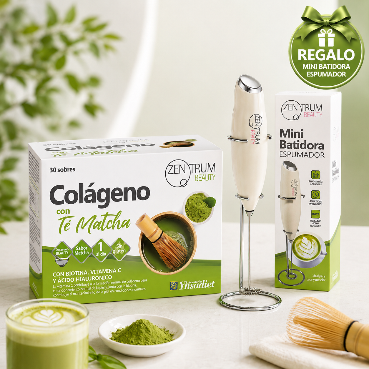 Colágeno con Té Matcha - con Mini Batidora de REGALO